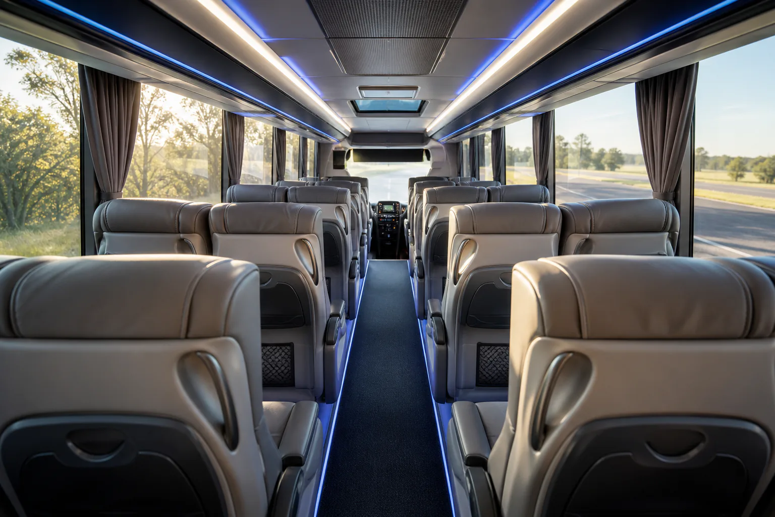 Salon intérieur de l'autocar