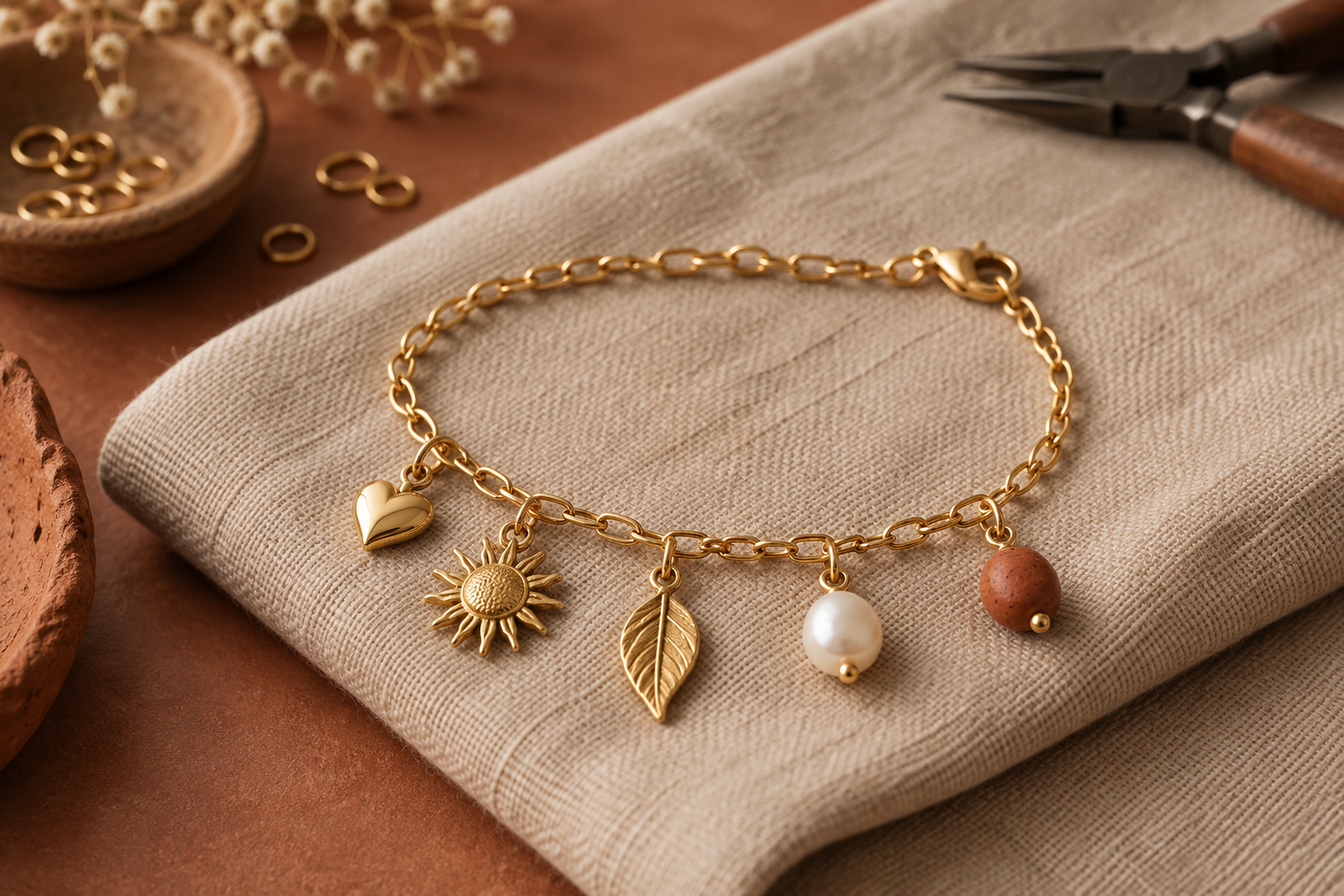 Bracelet doré à charms